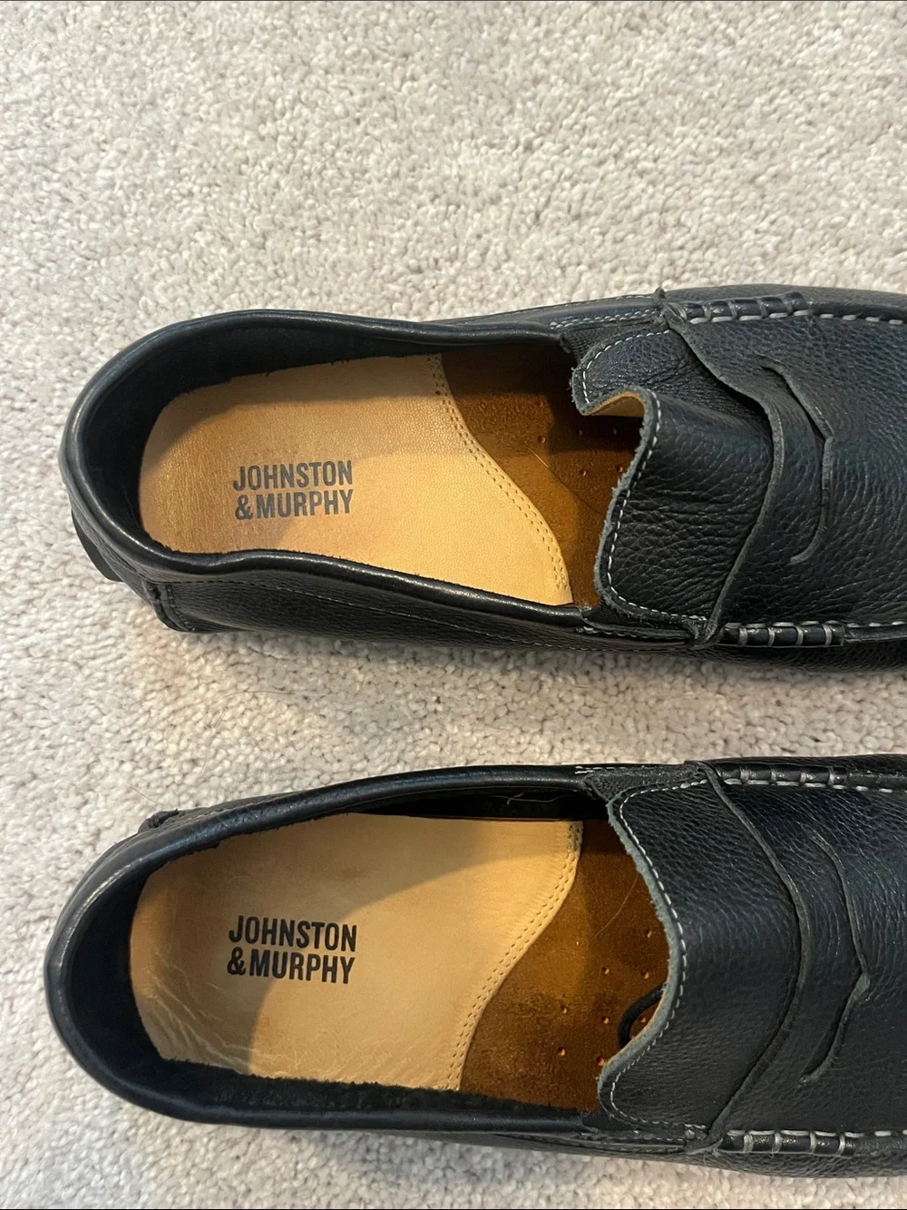 Johnston & Murphy Black Pebble Leather Penny Loafers